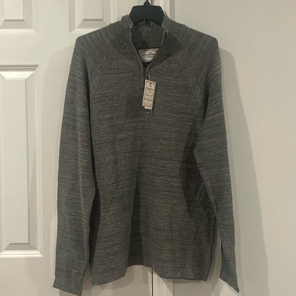 NWT Flag & Anthem Mens 1/4 Zip Sweater Pullover Medium Grey - Picture 1 of 6